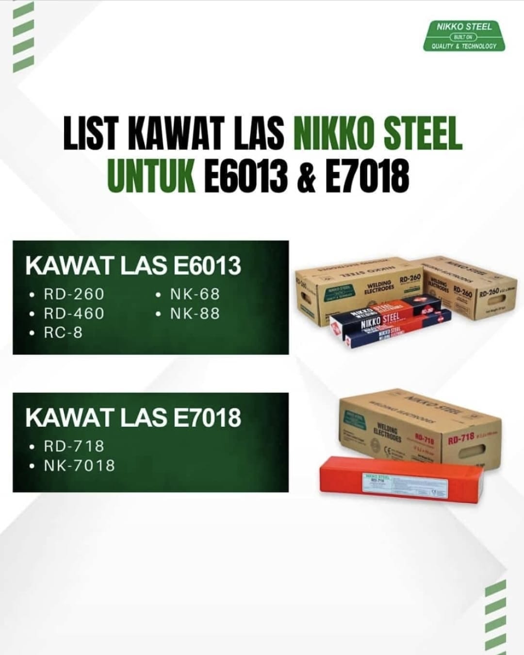 KAWAT LAS NIKKO STEEL RD260/RD460/NK-68/NK-88/RD360/RD718/NSN316/NSN312/HV350/CIN/NK7018 - Gambar 9