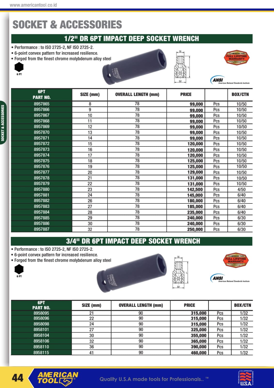 KUNCI SOCKET , IMPACT SOCKET , HANDLE AMERICANTOOLS - Gambar 5