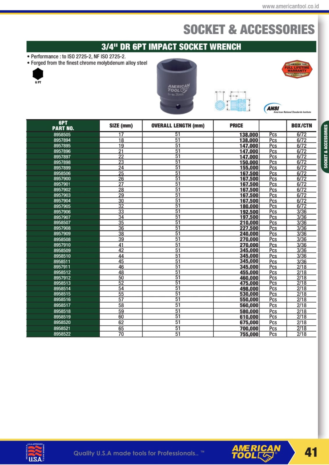 KUNCI SOCKET , IMPACT SOCKET , HANDLE AMERICANTOOLS - Gambar 8