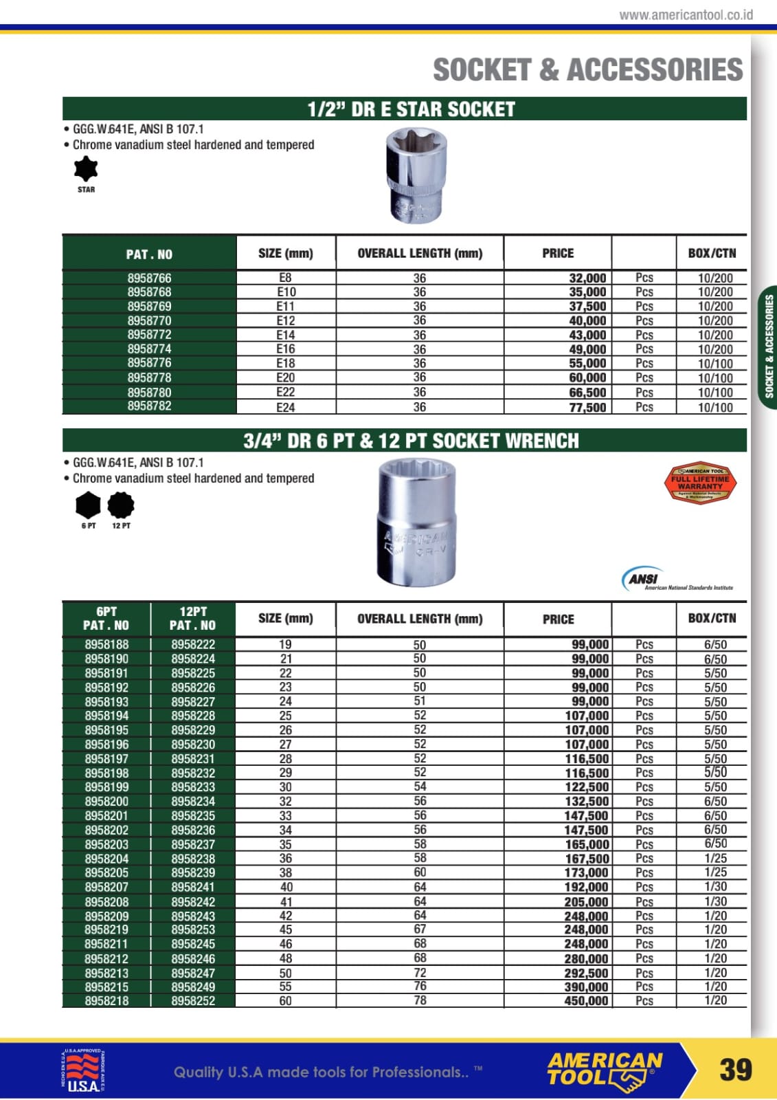 KUNCI SOCKET , IMPACT SOCKET , HANDLE AMERICANTOOLS - Gambar 9